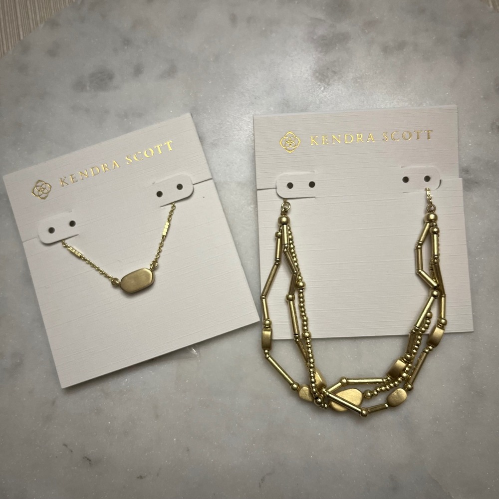 Kendra Scott Necklace Bracelet Set Matte Gold Elisaโ Bead Two Piece New Jewelry